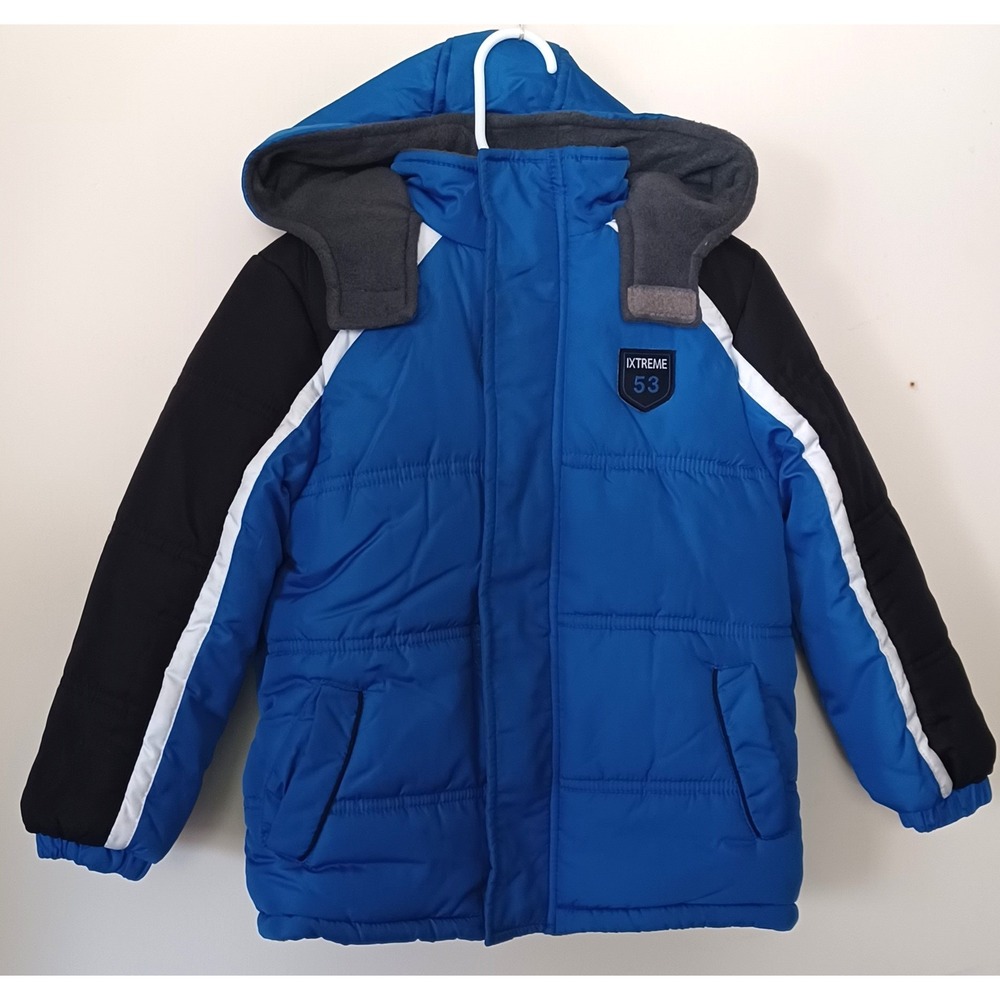 iXtreme Puffer Jacket Boys Size 4T Blue Colorblock Hooded Fleece Lined IX898453